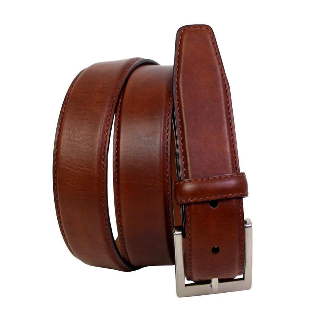 Handcrafted BROWN REAL LEATHER 1 1/4"Wd STITCH CASUAL DRESS MEN'S BELT Sz 40(P34
